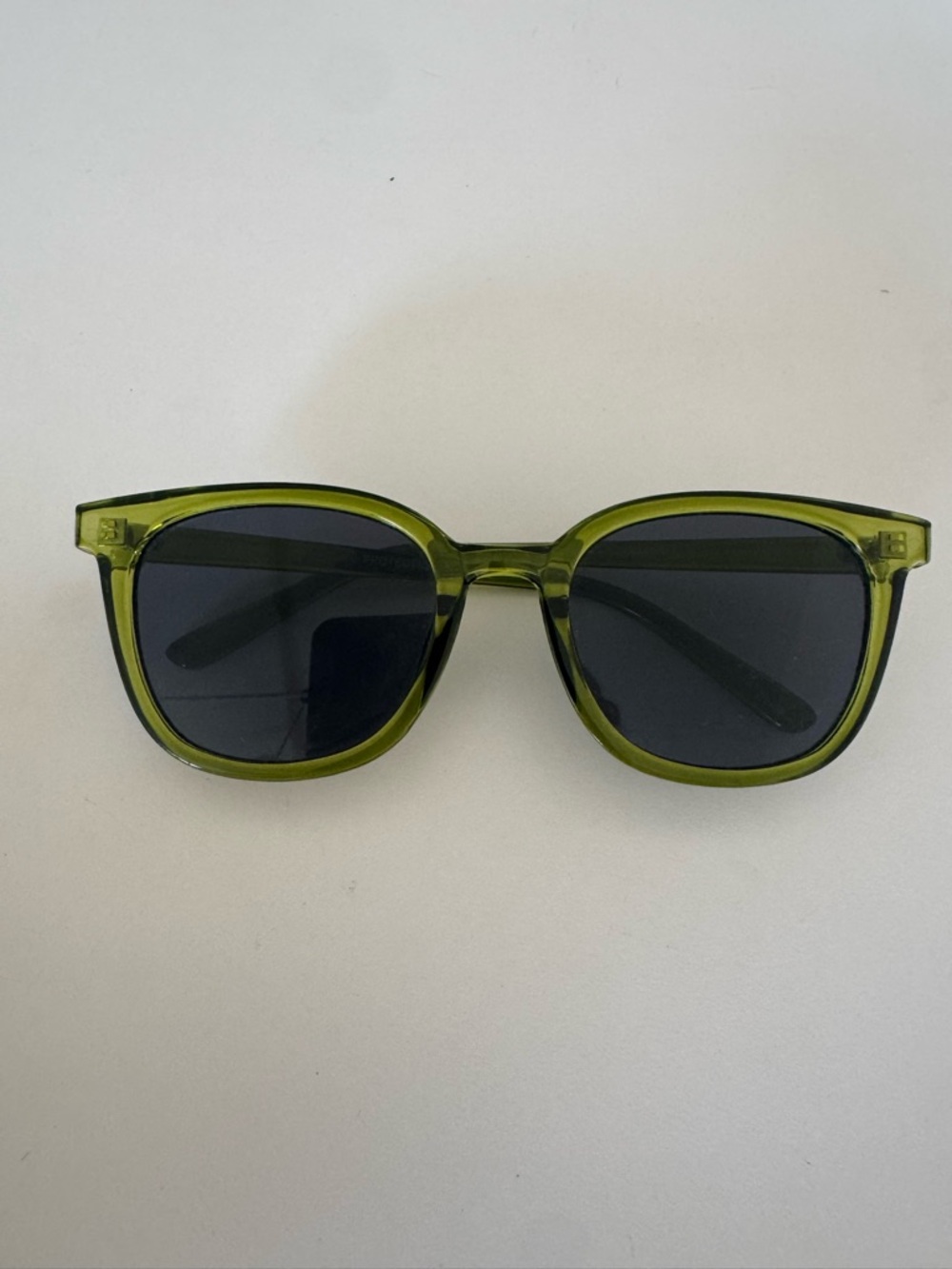 Olive Green Transparent Frame Sunglasses with Dark Lenses